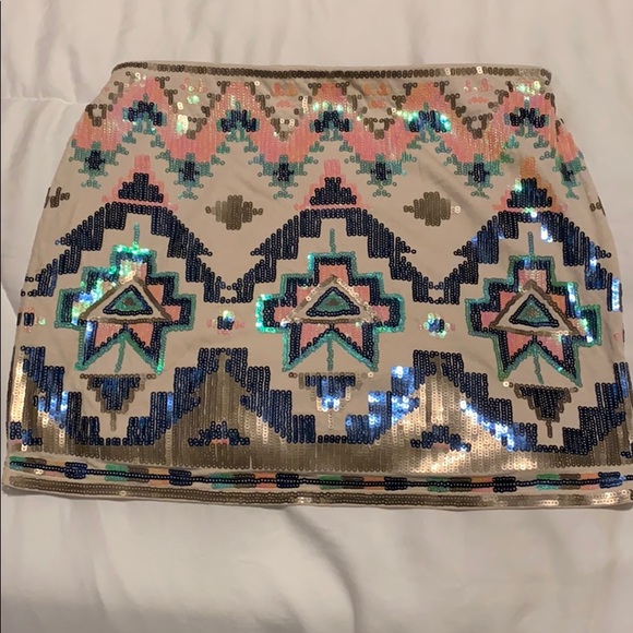 Express XS Sequin multicolor patterned mini skirt - Picture 5 of 5
